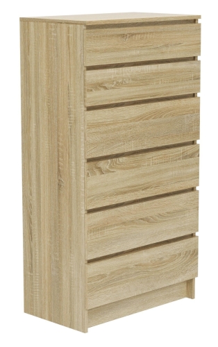 Przejdź do produktu Komoda do sypialni, salonu, M6, 70x40x132 cm, dąb sonoma, mat