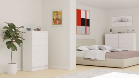 Komoda do sypialni, salonu, M5, 70x40x120 cm, biel, mat