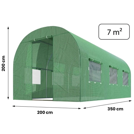 Tunel ogrodowy, 7m2, 200x350x200 cm, zielony