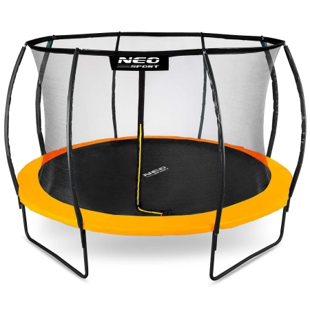Trampolina ogrodowa, profilowana, siatka wewnętrzna, 12ft, 374x250 cm, pomarańczowy