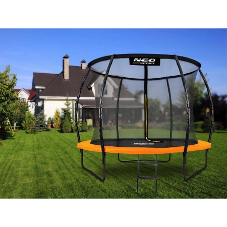 Trampolina ogrodowa, profilowana, siatka wewnętrzna, 10ft, 312x245 cm, pomarańczowy
