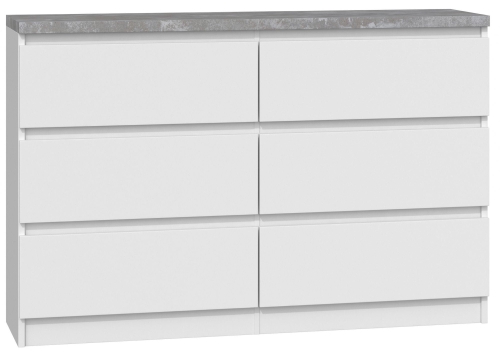 Przejdź do produktu Komoda do sypialni, salonu, M6, 120x30x77 cm, biel, beton, mat