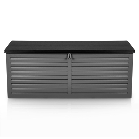 Skrzynia ogrodowa, 390 litrów, 143x54x57 cm, czarny, szary
