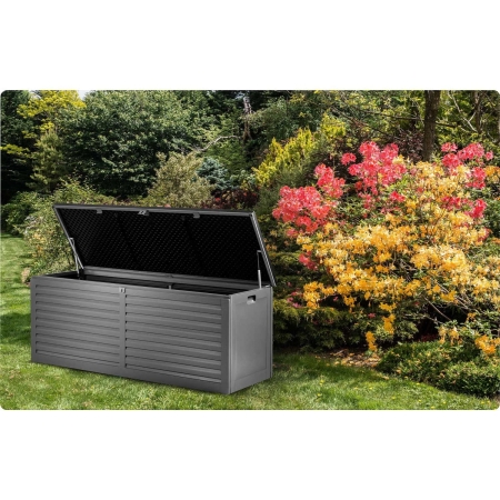Skrzynia ogrodowa, 390 litrów, 143x54x57 cm, czarny, szary