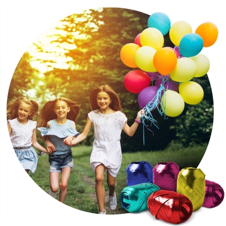 Butla z helem, 0,42m3, z balonami i wstążką
