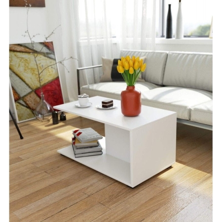 Ława kawowa, stolik, TIVO, 90x50x45 cm, biel, mat