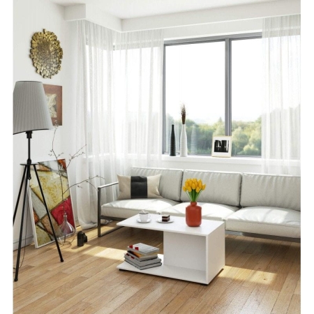 Ława kawowa, stolik, TIVO, 90x50x45 cm, biel, mat