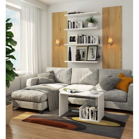 Ława kawowa, stolik, OSKAR, 80x40x45 cm, biel, mat