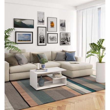 Stolik kawowy, ława, CAVO, 90x51x45 cm, biel, mat