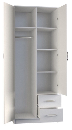 Szafa do sypialni, drzwi, szuflady, romana, 80x52x205 cm, biel, mat
