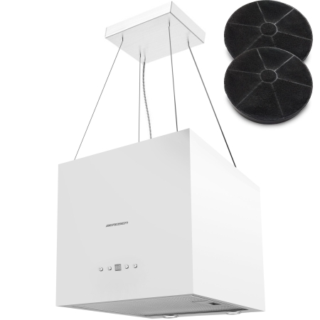 Okap kuchenny, wyspowy, 40 cm, Berdsen 40E + 2 filtry, biały