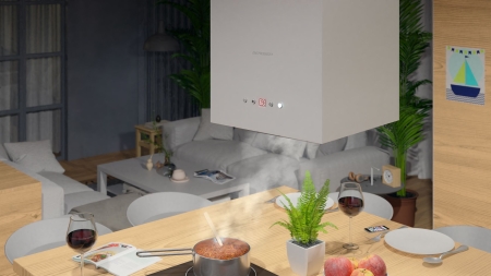 Okap kuchenny, wyspowy, 40 cm, Berdsen 40E + 2 filtry, biały