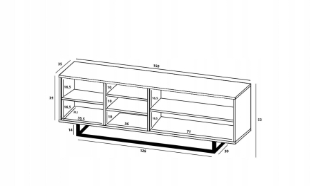 Szafka RTV, loft, NORD, 150x35x53 cm, dąb wotan, grafit, mat