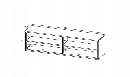 Wisząca szafka RTV, apollo, 150x35x39 cm, dąb wotan, biel, mat
