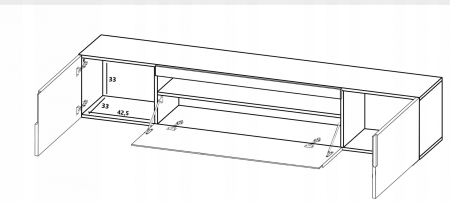Szafka RTV, loft, industrialna, RUNO, 200x37x41 cm, dąb artisan, czarny, mat