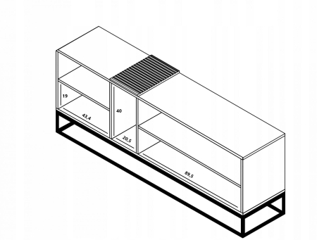 Szafka RTV, stojąca, loft, TERRA, 160x38x57 cm, dąb artisan, grafit, mat