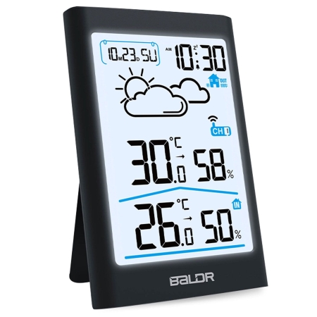 Stacja pogodowa z wyświetlaczem, Berdsen, BD-911, czarna