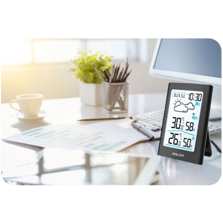 Stacja pogodowa z wyświetlaczem, Berdsen, BD-911, czarna