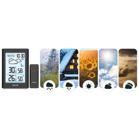 Stacja pogodowa z wyświetlaczem, Berdsen, BD-911, czarna