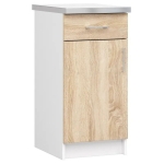 Szafka kuchenna, z blatem, SARA, 40x46x85 cm, biel, dąb sonoma, mat