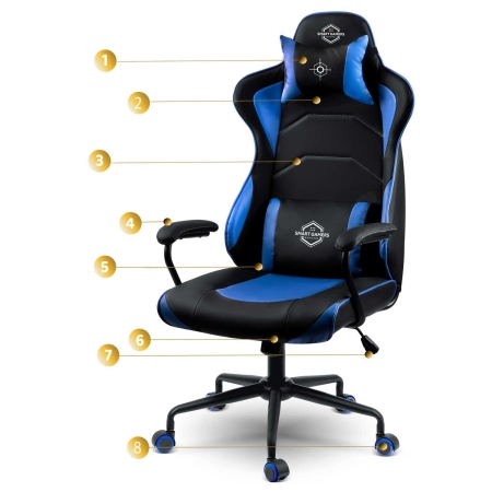 Fotel gamingowy, biurowy, obrotowy, Sofotel, Yasuo, niebieski