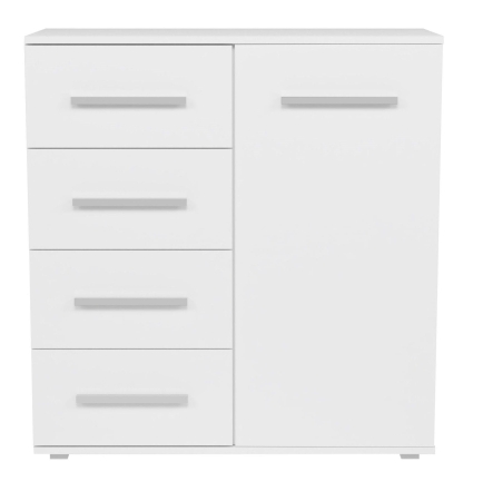 Komoda do sypialni, 4 szuflady, Toledo, 90x40x95 cm, biel, mat
