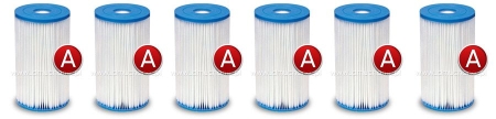 6 x Filtr do pompy komplet, typ A, Intex, 29000