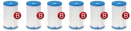 6 x Filtr do pompy komplet, typ B, Intex, 29005