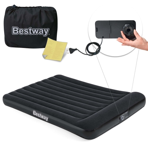 Przejdź do produktu Materac dmuchany, z wbudowaną pompką, Bestway, 203x152x30 cm