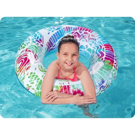 Kółko dla dzieci z uchwytami, dmuchane, Bestway, 91 cm, niebieski