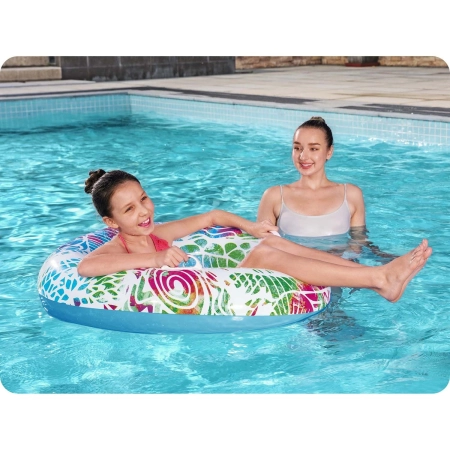 Kółko dla dzieci z uchwytami, dmuchane, Bestway, 91 cm, niebieski