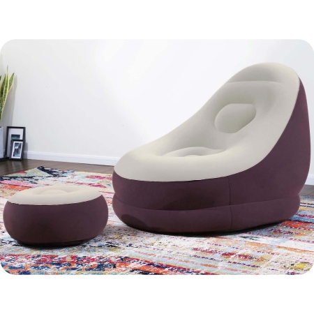 Fotel dmuchany z podnóżkiem, Bestway, 122x94x81 cm, czerwony