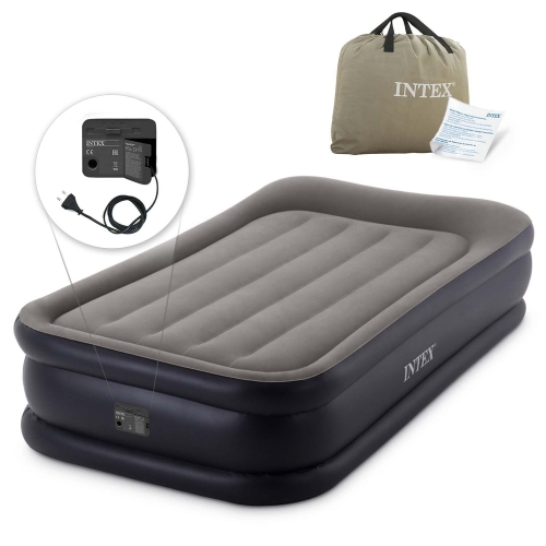 Przejdź do produktu Materac dmuchany, z wbudowaną pompką, jednoosobowy, Intex, 191x99x42 cm