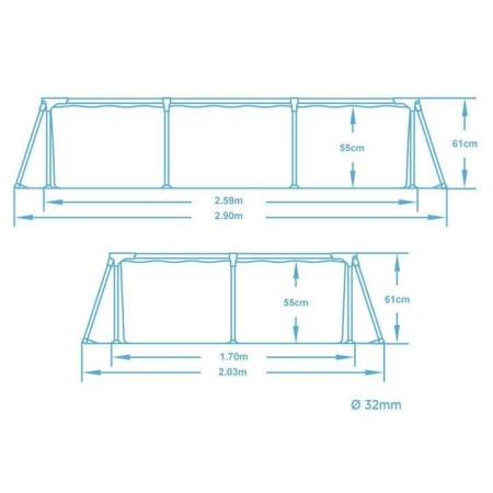 Basen ogrodowy stelażowy, 15w1, Bestway, 259x170x61 cm
