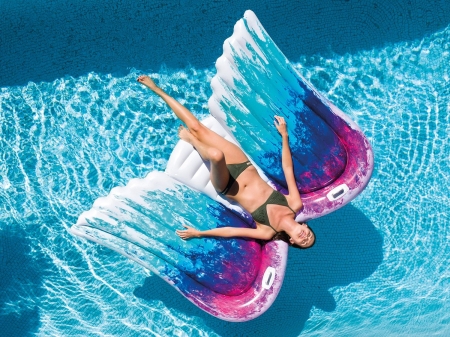 Dmuchany materac plażowy, skrzydła anioła, Intex,  251x160 cm