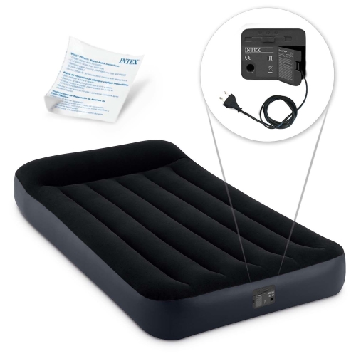 Przejdź do produktu Materac dmuchany, z wbudowaną pompką, jednoosobowy, Intex, 191x99x25 cm