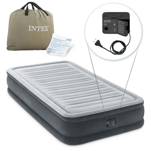 Przejdź do produktu Materac dmuchany, z wbudowaną pompką, jednoosobowy, Intex, 191x99x33 cm