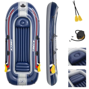 Ponton dmuchany z wiosłami i pompką 4os, TRECK X3, Bestway