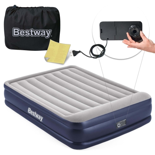 Przejdź do produktu Materac dmuchany, z wbudowaną pompką, Bestway, 203x152x46 cm