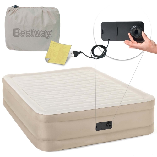 Przejdź do produktu Materac dmuchany, z wbudowaną pompką, Bestway, 203x152x46 cm