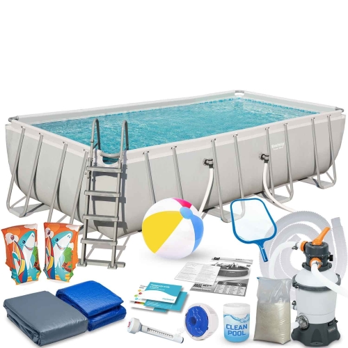 Przejdź do produktu Basen ogrodowy stelażowy, zestaw 18w1, Bestway, 488x244x122 cm