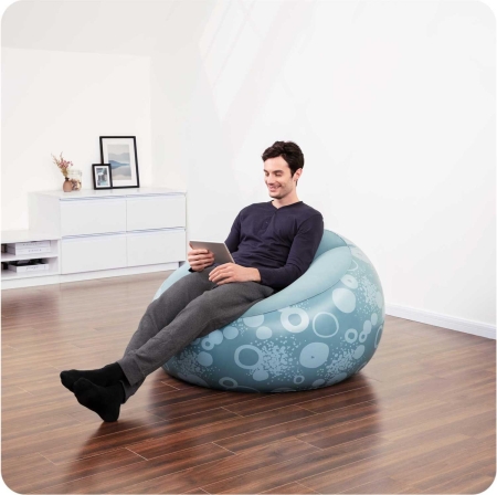Fotel dmuchany, pufa, Bestway, 112x112x66 cm, niebieski