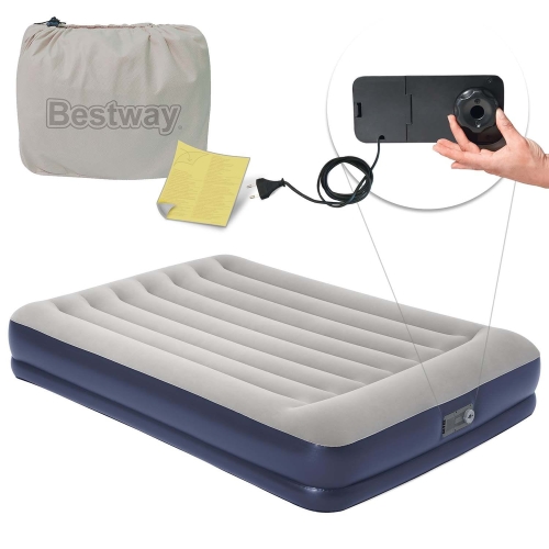 Przejdź do produktu Materac dmuchany, z pompką, dwuosobowy, Bestway 203x152x36 cm
