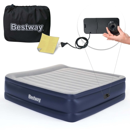 Przejdź do produktu Materac dmuchany, dwuosobowy, z pompką, Bestway, 203x193x56 cm