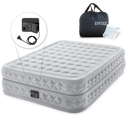 Przejdź do produktu Materac dmuchany, z wbudowaną pompką, dwuosobowy, Intex, 203x152x51 cm