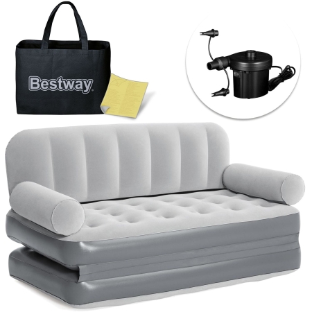 Sofa welurowa z elektryczną pompką, Bestway, 188x152x64 cm