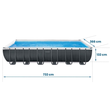 Basen ogrodowy stelażowy, 21w1, Intex, 732x366x132 cm + hulajnoga GRATIS