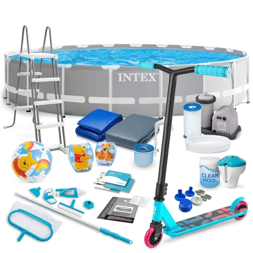 Przejdź do produktu Basen ogrodowy stelażowy, zestaw 21w1, Intex, 610x132 cm + hulajnoga GRATIS