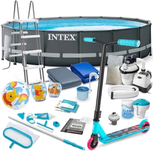 Basen ogrodowy stelażowy, 21w1, Intex, 488x122 cm + hulajnoga GRATIS