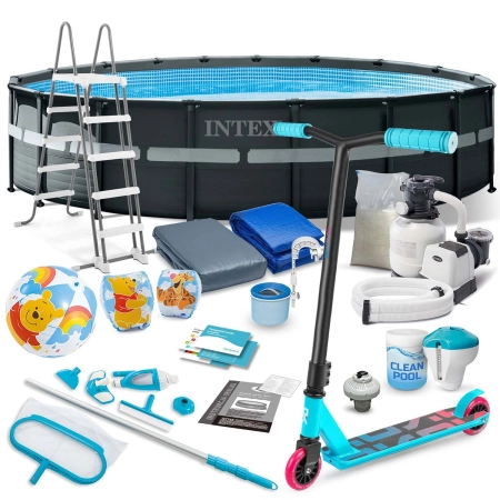 Basen ogrodowy stelażowy, 21w1, Intex, 549x132 cm + hulajnoga GRATIS
